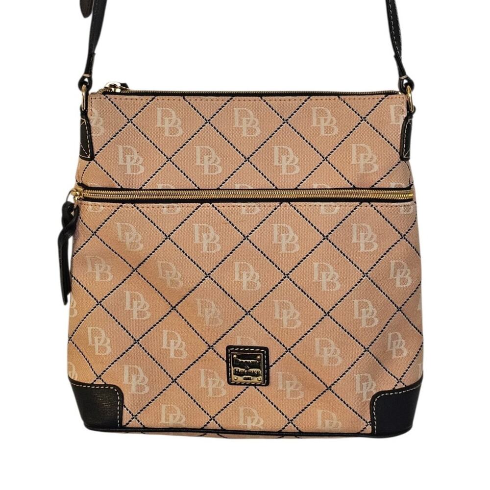 Dooney & Bourke DB Monogram Pink & Navy Blue Crossbody Bag
